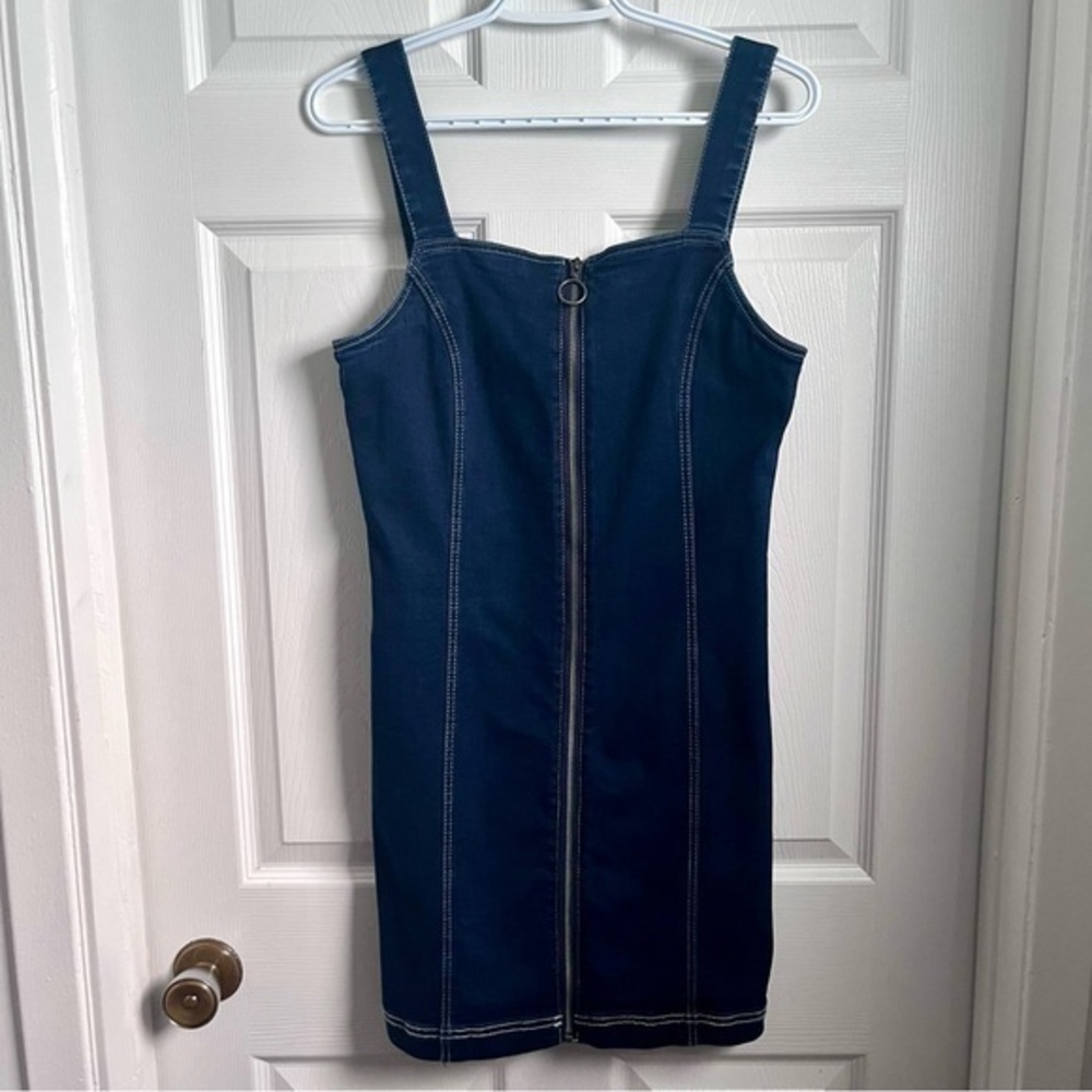 Y2K Dex Dress Jeans Denim Medium Women midi Sleeveless Zip Summer festival